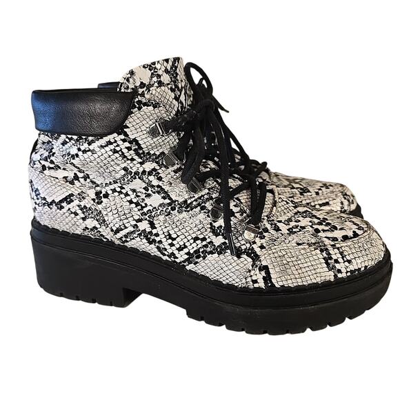 Indigo Road Y2K Grunge Combat Boot Women's 9M Chunky Platform Python Goth - Picture 1 of 11